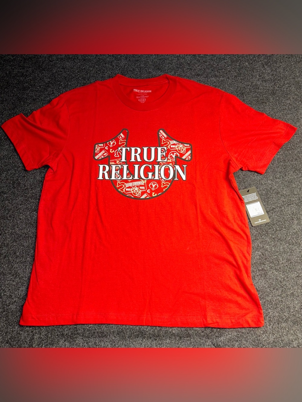 True Religion Men's Horseshoe Logo Tee T-Shirt Size XL Red Brand New